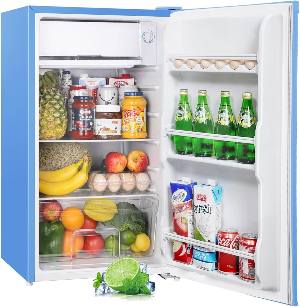 Minifrigorífico, Upstreman, 91L, 41 dB, 84 cm, 43 dB, 47,5 × 44,2 × 84 cm, regulável, Azul / Branco, para uso diário