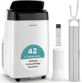 Ar condicionado portátil, SereneLife, Mobile, 4 kW, 2,6 kW, 1000W, 1,5 L/h, 52 dB, com comando à distância, com temporizador, Branco / Preto