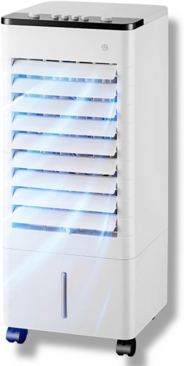 Ar condicionado portátil, Generisch, 9L, 75W, 25 dB, com comando à distância, com temporizador, com rodas, Branco / Preto, para uso diário