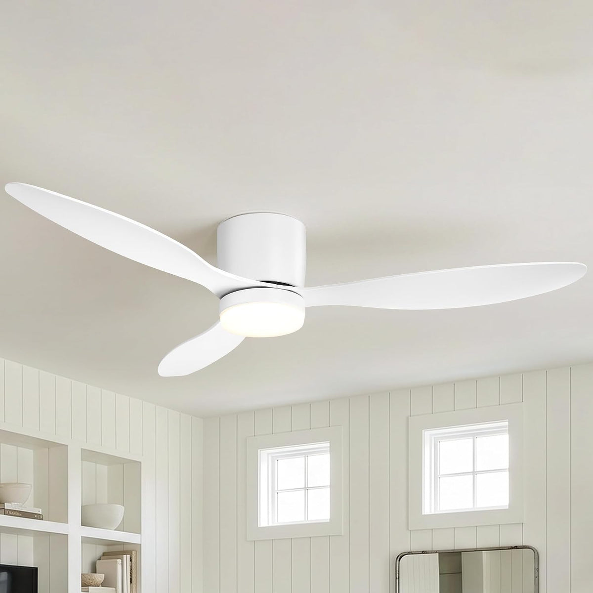 Ventoinha de teto com luz, Parrot Uncle, Deckenventilator, 132cm, com comando à distância, com temporizador, Branco, para uso diário