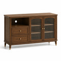 Aparador de Madera con Puertas de Vidrio Estriado y Cajones de Madera 120x40x85 cm Marrón