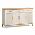 Aparador de MDF y Madera Maciza Beige con Acabado Dorado 150x40x85 cm