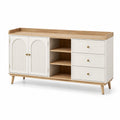 Aparador de Madera y MDF con Puertas y Cajones en Blanco y Roble 120x40x80 cm