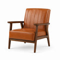 Sillón de cuero PU con estructura de nogal