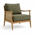 Sillón de madera con cojines de poliéster verde