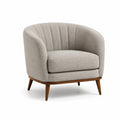 Sillón redondo de tela de poliéster gris claro con patas de madera
