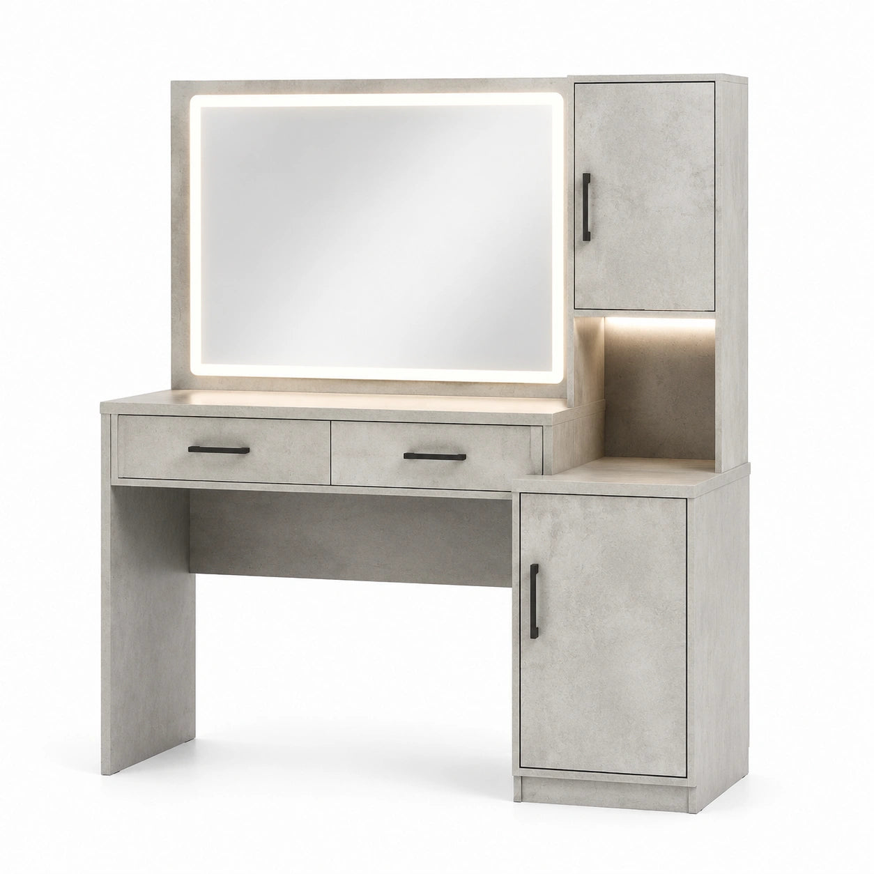 Tocador con Espejo de Madera Compuesta y Luz LED en Gris