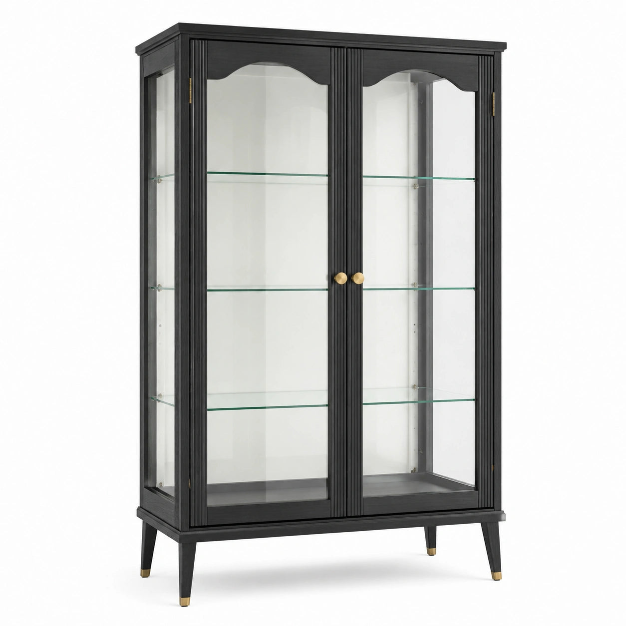 Vitrina de Madera Negra con Puertas de Vidrio Templado
