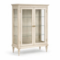 Vitrina de madera con puertas de vidrio templado color crema