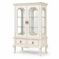 Vitrina de Madera Blanca con Puertas de Vidrio y 2 Cajones