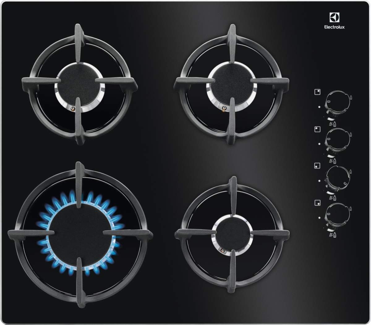 Placa de cozinha, Electrolux, EGG6407K, vidro, Preto, para a cozinha