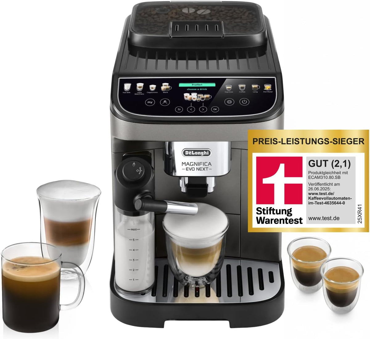 Máquina de café automática, De'Longhi, ECAM312.80.TB, 2,4 ', Preto / Prateado, para a cozinha