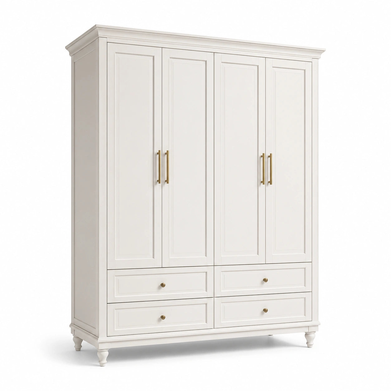 Armario de madera con 4 puertas y 4 cajones blanco