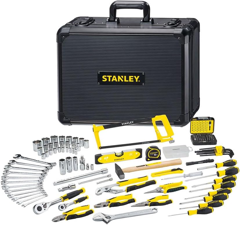 Conjunto de ferramentas, Stanley, 142-teiliges, dobrável, regulável, alumínio, plástico, Preto / Amarelo / Prateado, para trabalhos de manutenção