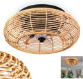 Ventoinha de teto com luz, HOFSTEIN, Deckenventilator, 50cm, 3 níveis, com comando à distância, metal, Preto / Natural, para uso diário