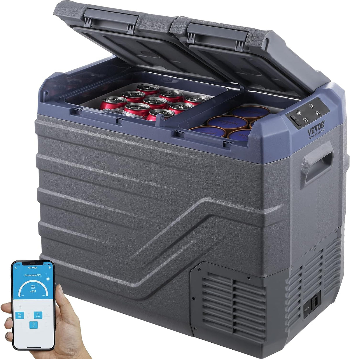 VEVOR, Caixa térmica, 12/24V, 40 L, 24V, 240V, 330ml, Cinzento / Preto, para uso diário