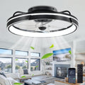 Ventoinha de teto com luz, GZHXYJ, 64W, 50cm, 30 dB, 4 níveis, 6 níveis, com comando à distância, com temporizador, Preto, para uso diário