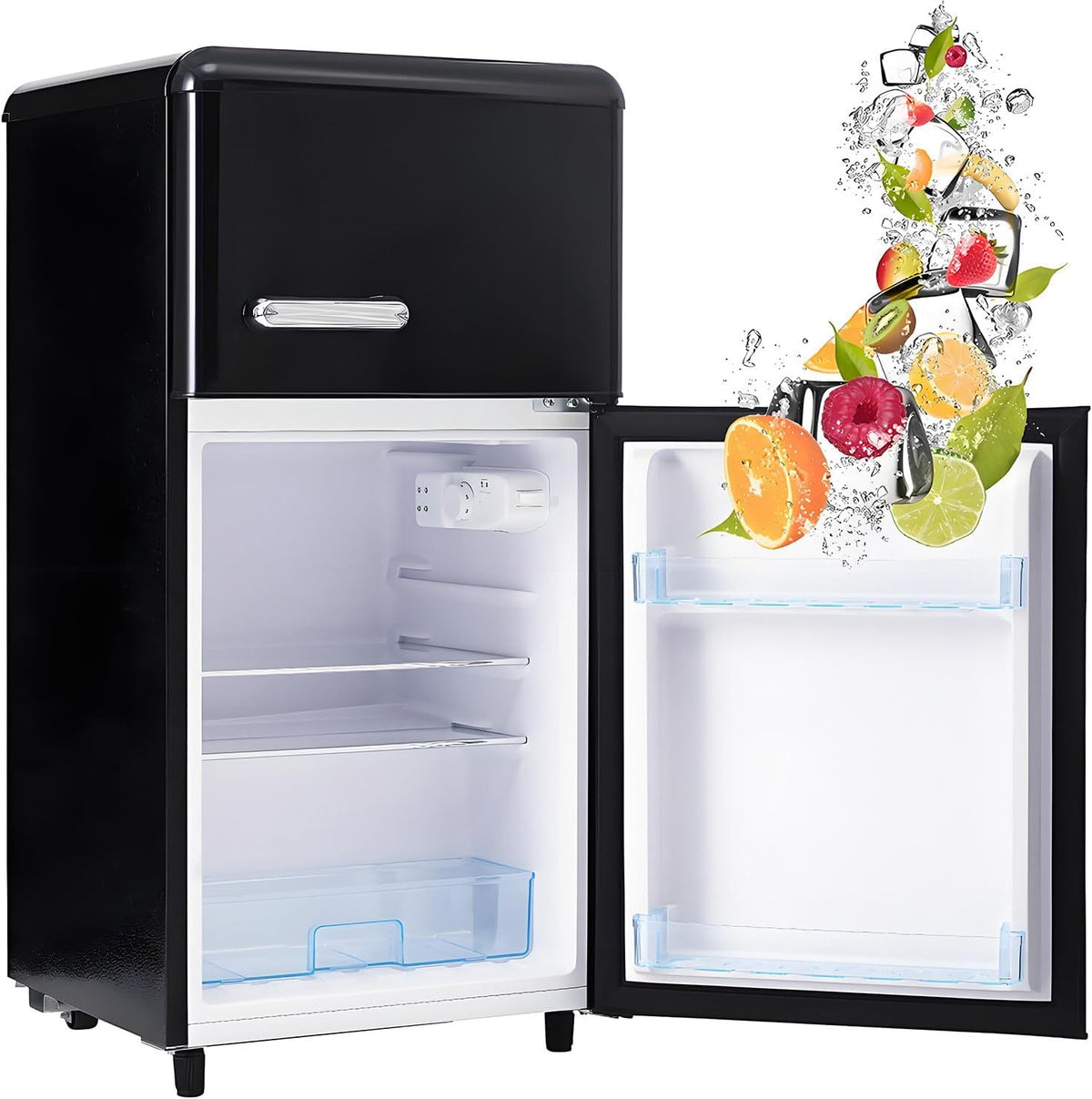 Minifrigorífico, MLYYYDSS, 72 L, 21 L, com iluminação LED, com prateleiras, Preto, para uso diário
