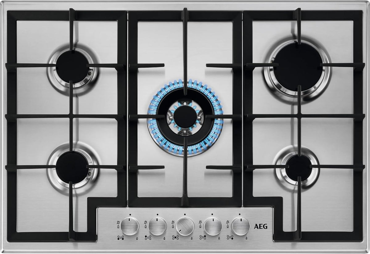 AEG, Placa de cozinha, HGB75400SM, 75 cm, aço inoxidável, aço, Preto / Prateado, para a cozinha