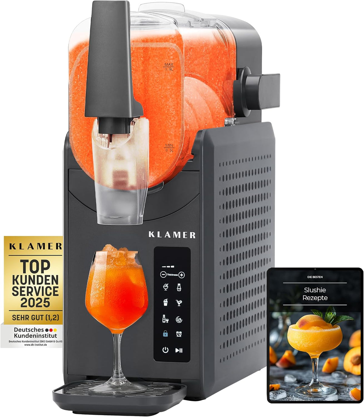 Máquina de gelados, KLAMER, 2,6L, Preto, para uso diário