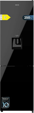 Frigorífico combinado, Cecotec, 250L, 180 × 55cm, classe energética D, classe energética f, com iluminação LED, vidro, Cinzento / Preto