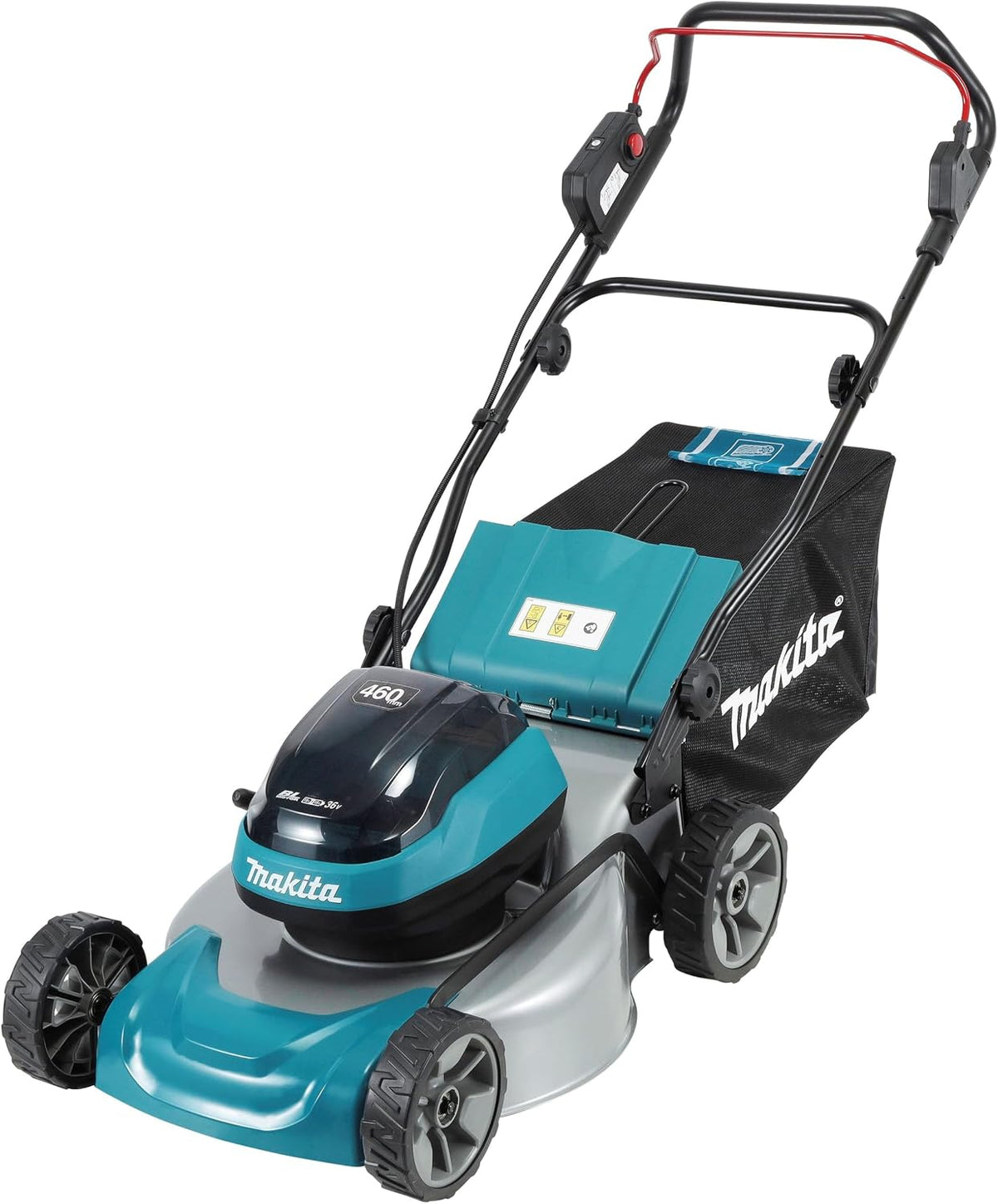 Makita, Corta-relva, DLM466PT2, 5,0 Ah, 18V, 46 cm, Azul / Preto / Prateado, para utilização no exterior
