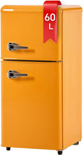 Frigorífico combinado, DRIXNO, Retro-K, 86,8 cm, 45,5 cm, 46 dB, classe energética F, Laranja, para uso diário