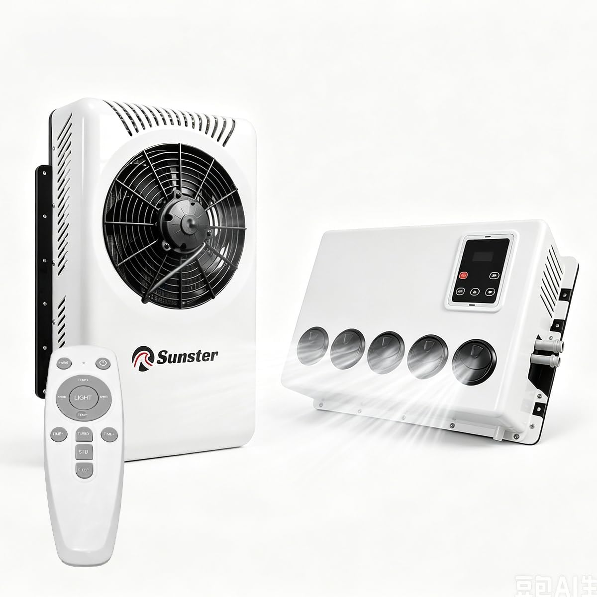 Ar condicionado, Sunster, Auto, 12V, alumínio, plástico, Branco / Preto, para uso diário
