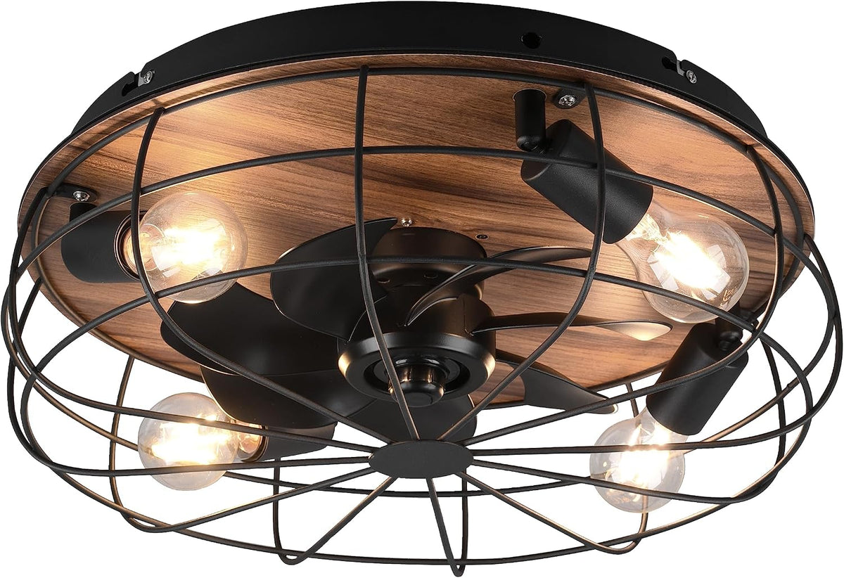 Ventoinha de teto com luz, RL LIVE YOUR LIGHT, R61105032, 3 níveis, 48cm, com comando à distância, com temporizador, madeira, metal, para uso diário