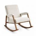 Mecedora de madera con tapizado de poliéster beige 80x70x80 cm