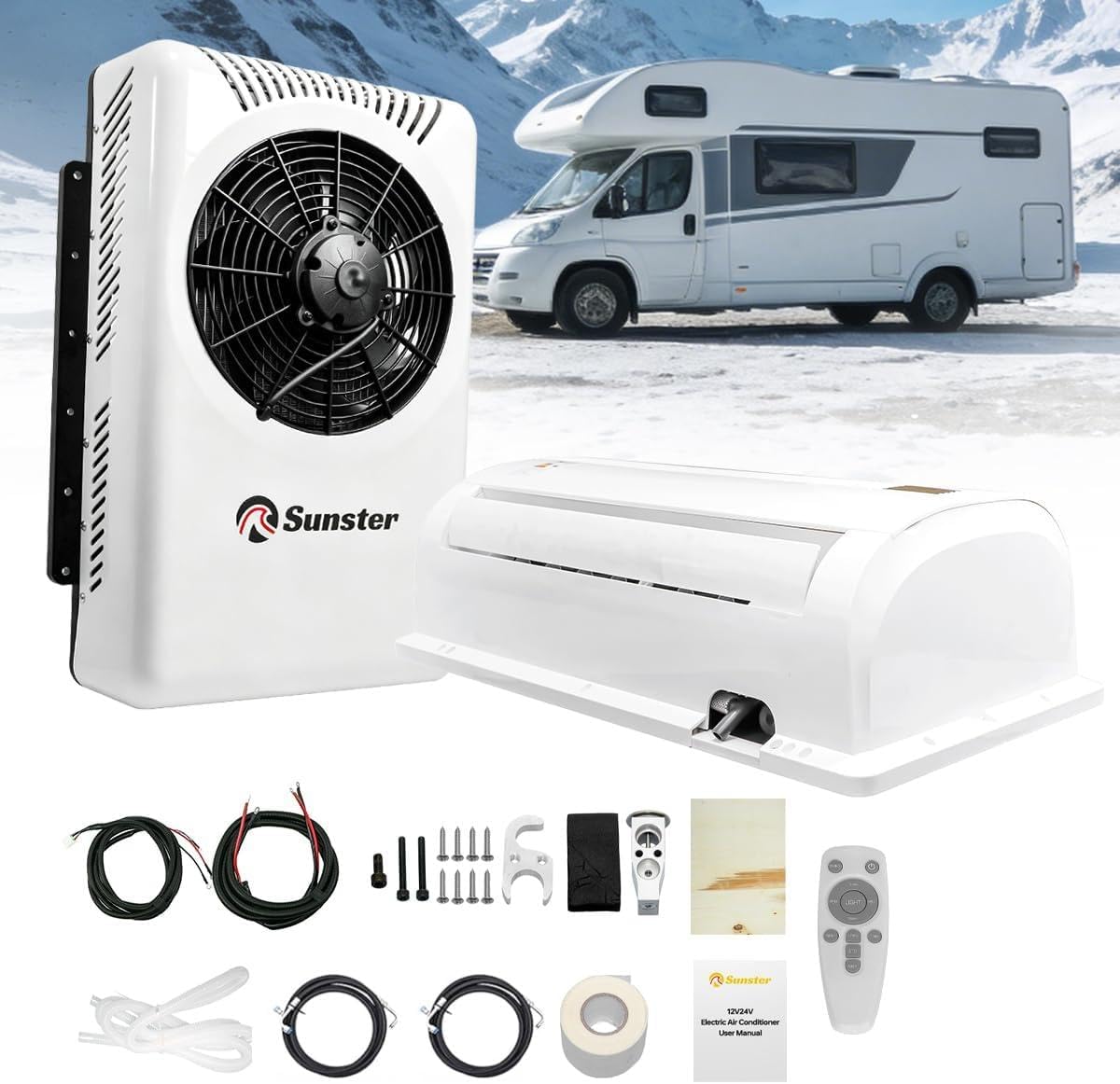 Ar condicionado, Sunster, Split, 12V, Branco, para uso diário