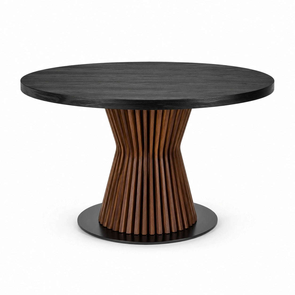 Mesa redonda de madera de roble y nogal 120 cm