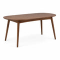 Mesa de comedor ovalada de madera de nogal 180x90x75 cm marrón
