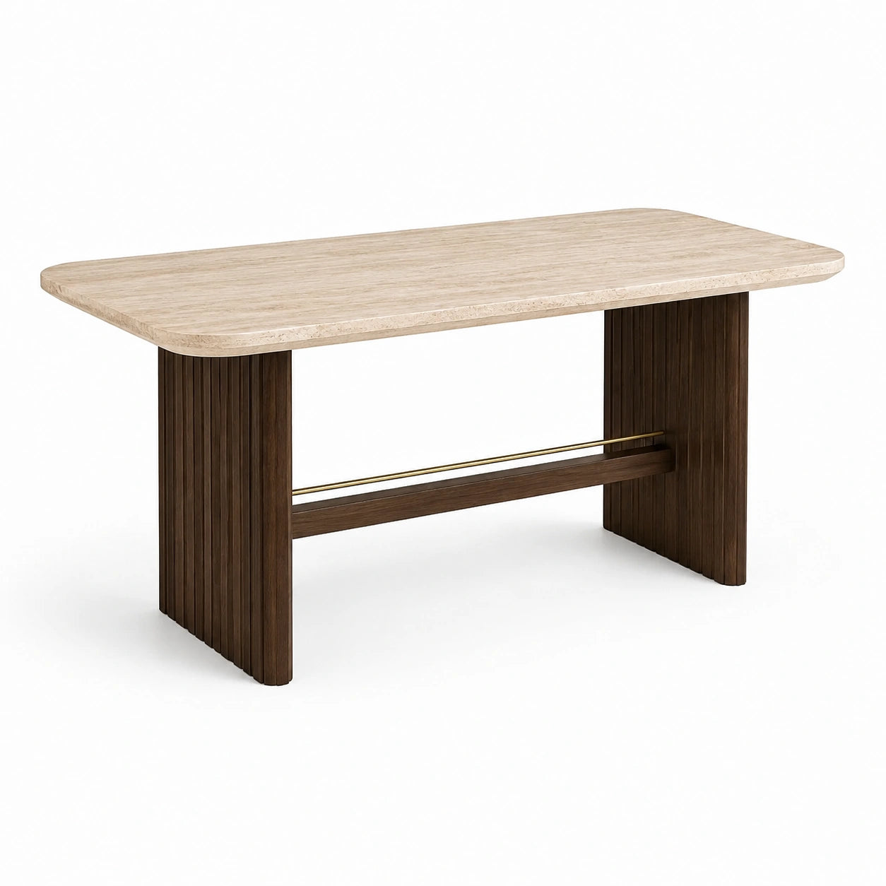 Mesa de comedor de mármol con base de madera