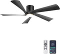 Ventoinha de teto com luz, Ohniyou, 132, 132 cm, 52 ', 30 dB, 6 níveis, com iluminação LED, com comando à distância, com controlo por aplicação, Preto