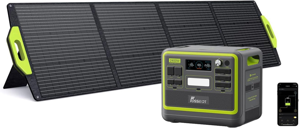 Gerador elétrico, FOSSiBOT, F2400, 200W, 230V, 2400W, 4800W, Preto / Verde, para trabalhos de manutenção