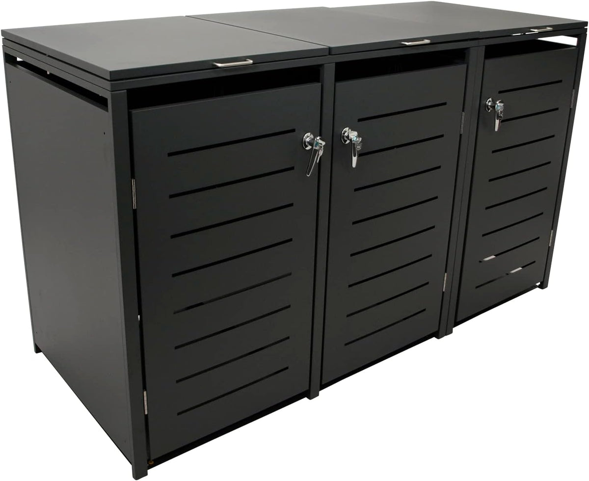 Abrigo para contentores, DEGAMO, 200 × 80 × 116cm, aço inoxidável, aço, Antracite, para utilização no exterior