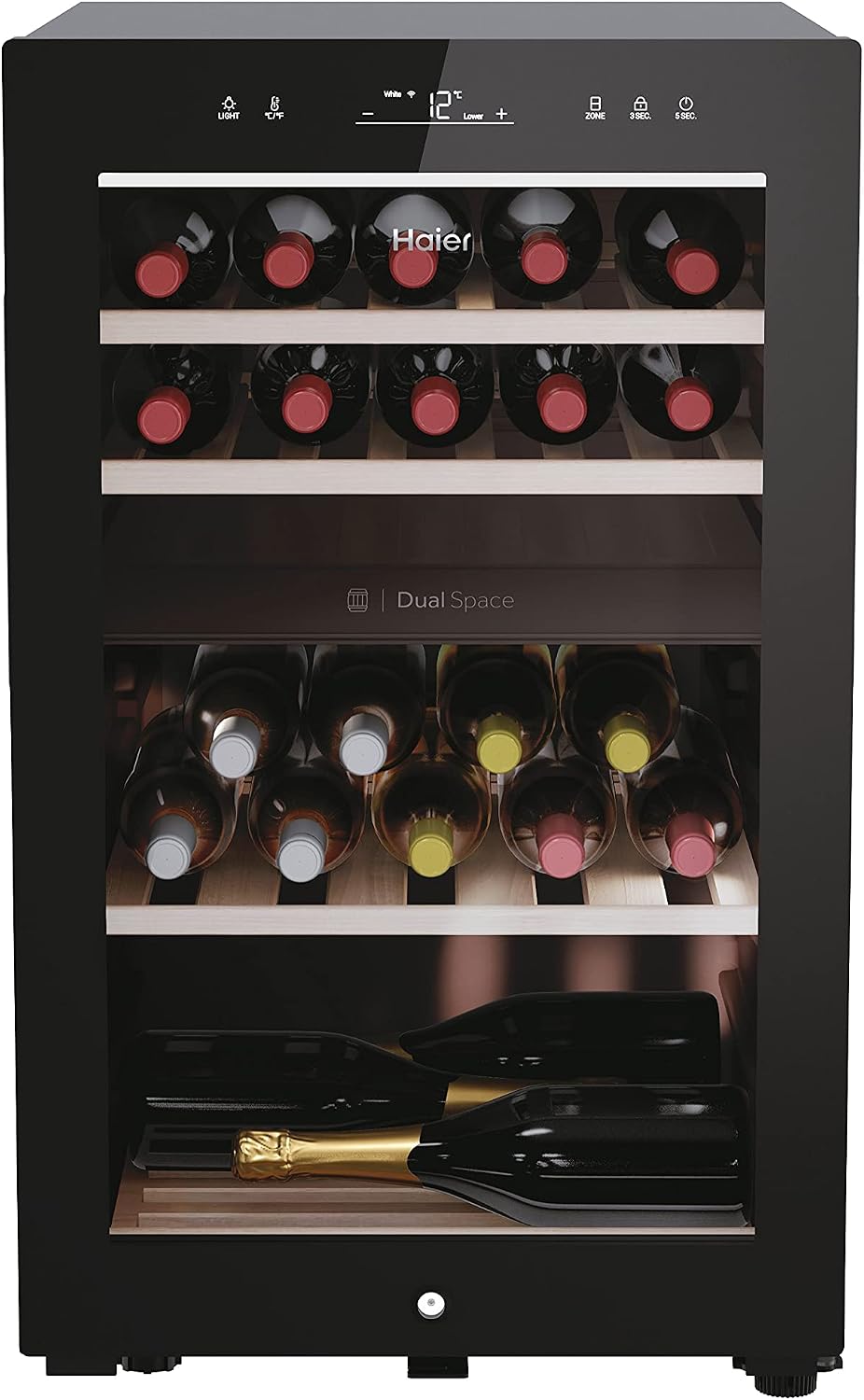 Frigorífico para bebidas, Haier, HWS42GDAU1, com comando à distância, com iluminação LED, com controlo por aplicação, madeira, plástico, Natural
