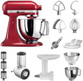 Picadora de carne, KitchenAid, Artisan, 300 W, 4,8 l, 1 kg, 1 l, 2,7 kg, aço inoxidável, aço, Vermelho / Prateado, para uso diário