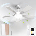 Ventoinha de teto, BLITZWILL, 106cm, 6 L, com comando à distância, com temporizador, com controlo por aplicação, Branco / Holz, para uso diário