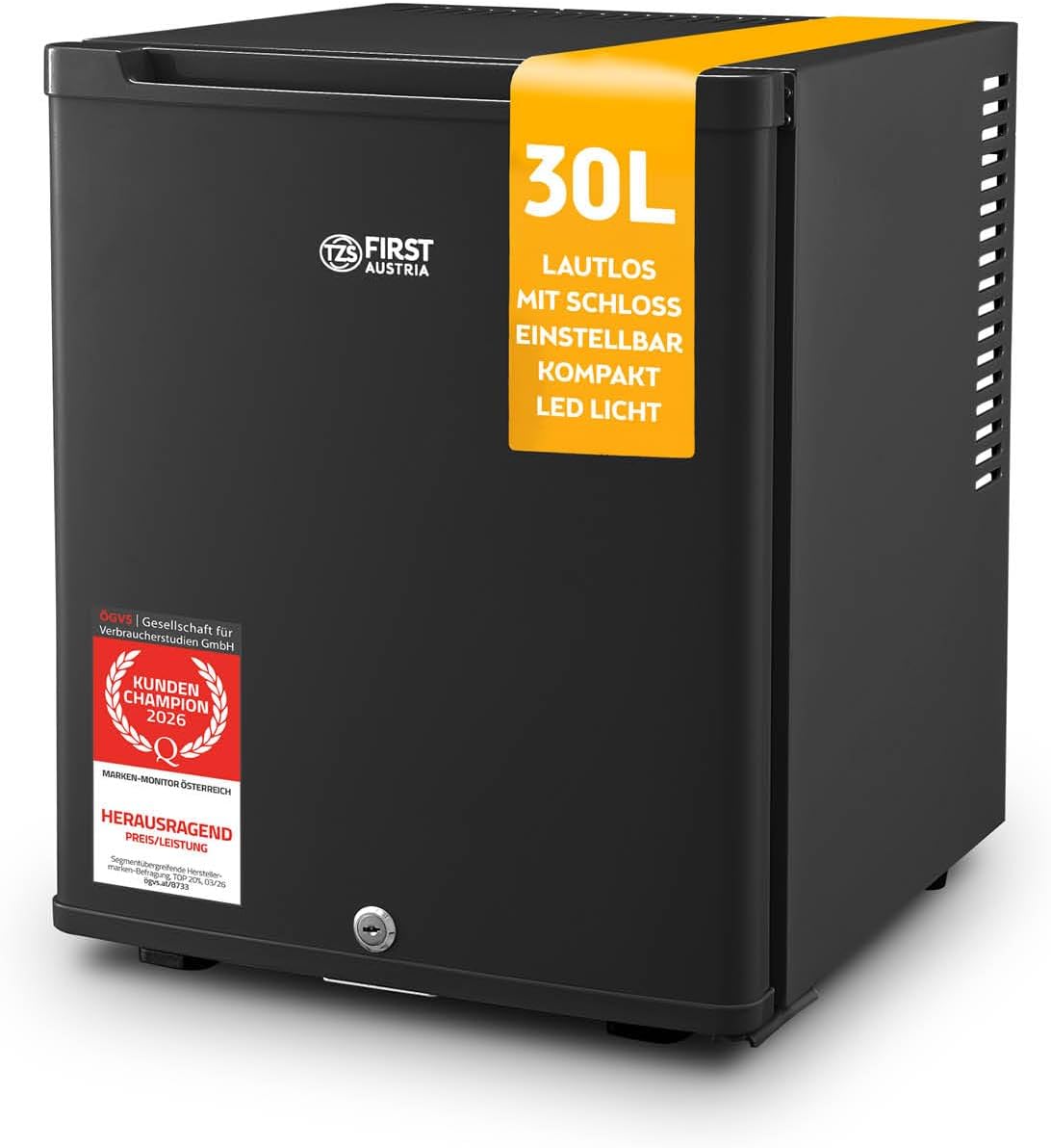 Minifrigorífico, TZS First Austria, 30L, 22 dB, 40 L, Preto, para uso diário