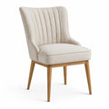 Silla de lino beige con patas de madera