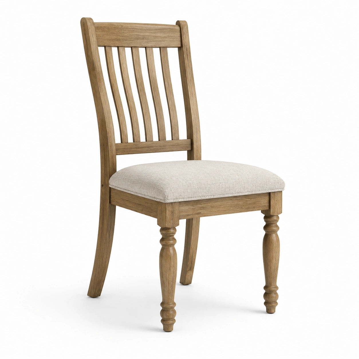 Silla de madera con asiento de poliéster beige