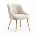 Silla de comedor de poliéster crema con patas de acero inoxidable