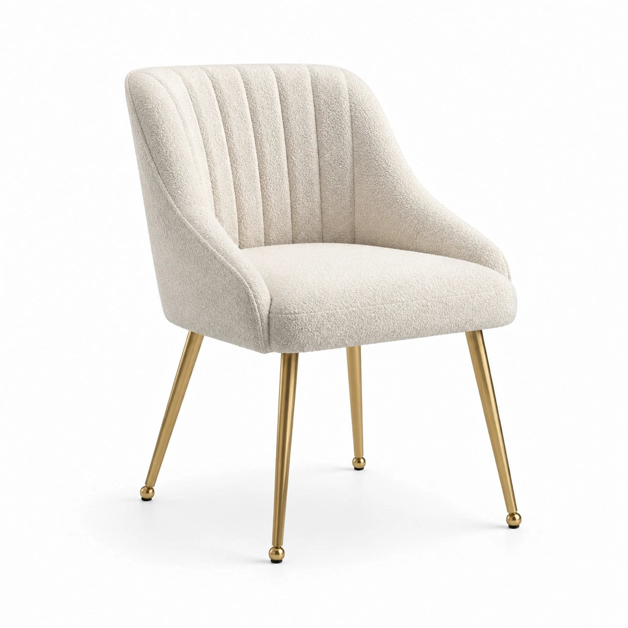 Silla de comedor de poliéster crema con patas de acero inoxidable
