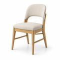 Silla de comedor de roble con asiento de poliéster beige