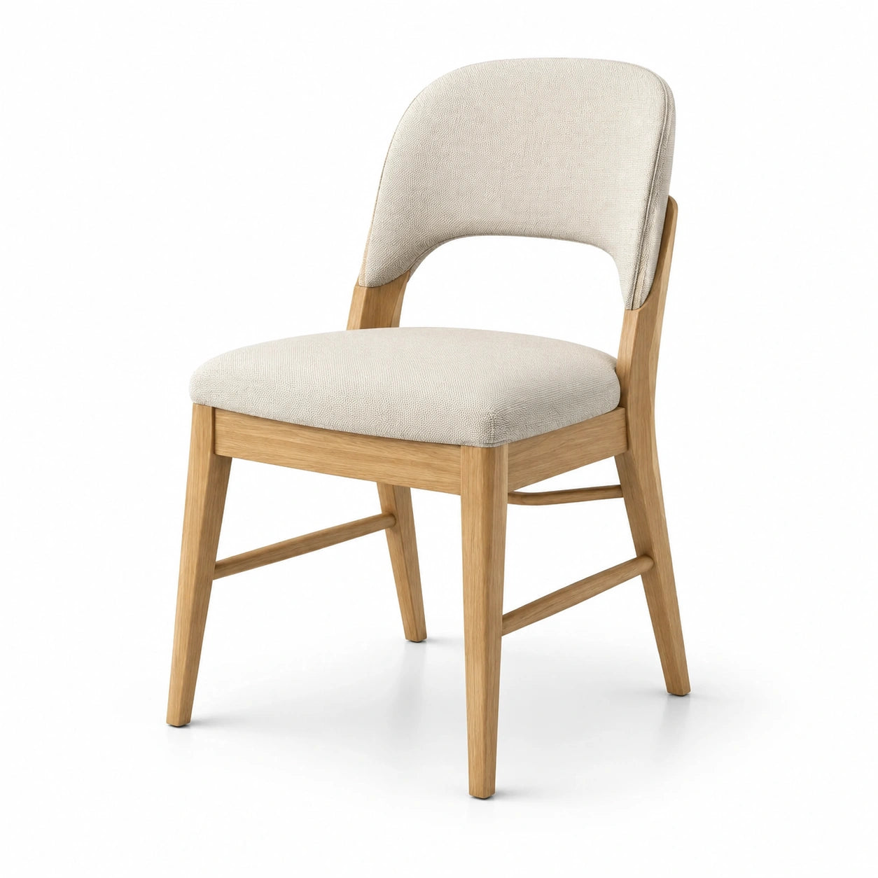 Silla de comedor de roble con asiento de poliéster beige