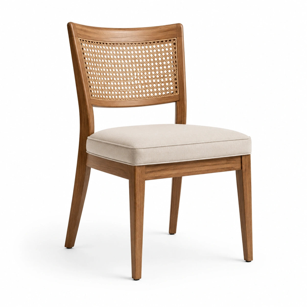 Silla de madera de roble y ratán beige 45x50x80 cm
