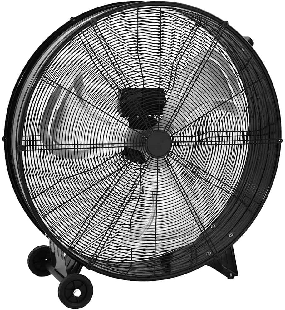 Ventoinha de pé, vidaXL, Trommelventilator, 77cm, 240W, com rodas, aço, alumínio, Preto, para uso diário