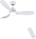 Ventoinha de teto com luz, CJOY, Deckenventilator, 107cm, 4.6W, 7.5W, 10.3W, 15W, com comando à distância, Branco, para uso diário